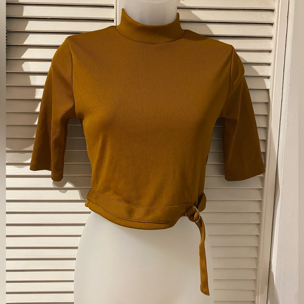 Forever 21 Mustard Mock Neck Top